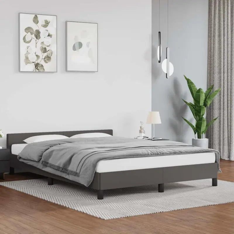 Bedframe met hoofdeinde en multiplex lattenbodem voor een goede nachtrust - Grijs / 140 x 200 cm - Bedden & bedframes