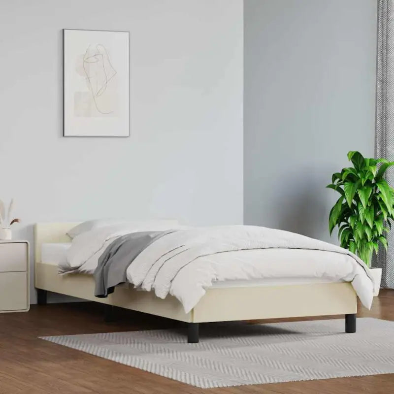 Bedframe met hoofdeinde en multiplex lattenbodem voor een goede nachtrust - Crème / 90 x 190 cm - Bedden & bedframes
