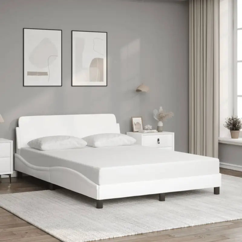 Bedframe met hoofdeinde en multiplex lattenbodem voor een goede nachtrust - Wit / 120 x 200 cm - Bedden & bedframes