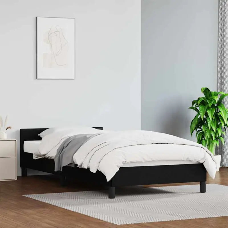 Bedframe met hoofdeinde en multiplex lattenbodem voor een goede nachtrust - Zwart / 90 x 200 cm - Bedden & bedframes