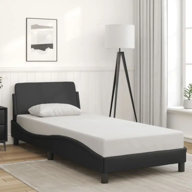 Bedframe met hoofdeinde en multiplex lattenbodem voor een goede nachtrust - Zwart / 90 x 190 cm - Bedden & bedframes