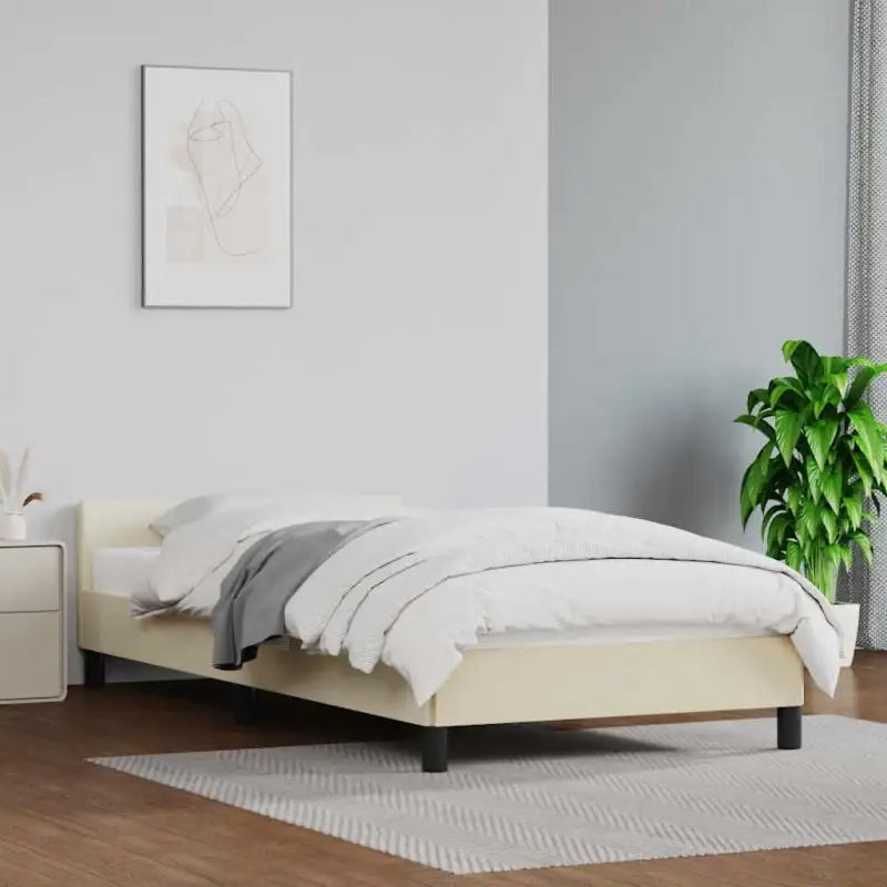 Bedframe met hoofdeinde en multiplex lattenbodem voor een goede nachtrust - Crème / 80 x 200 cm - Bedden & bedframes