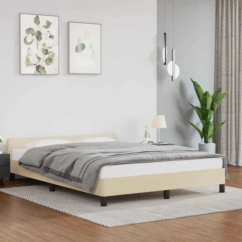 Bedframe met hoofdeinde en multiplex lattenbodem voor een goede nachtrust - Crème / 140 x 200 cm - Bedden & bedframes