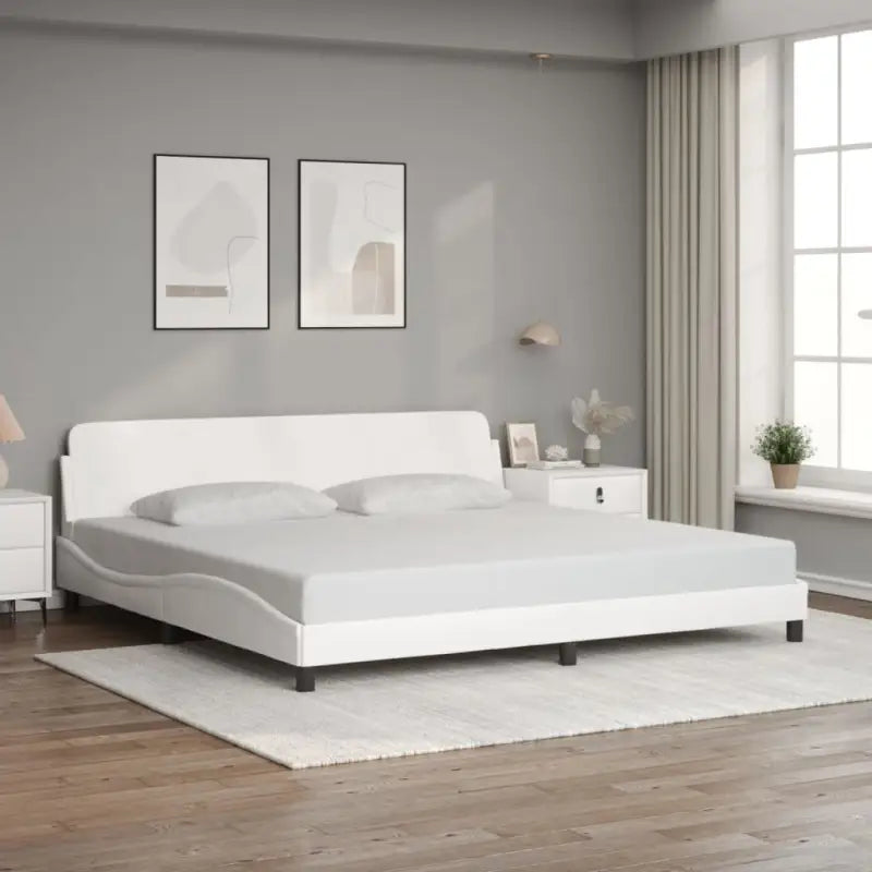 Bedframe met hoofdeinde en multiplex lattenbodem voor een goede nachtrust - Wit / 200 x 200 cm - Bedden & bedframes