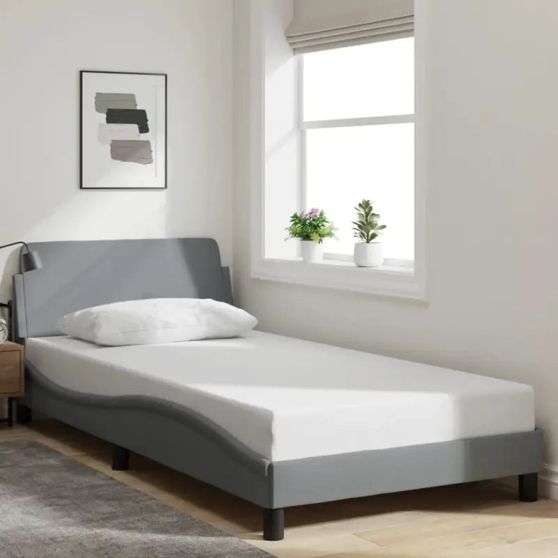 Bedframe met hoofdeinde en multiplex lattenbodem voor goede nachtrust - Lichtgrijs / 100 x 200 cm - Bedden & bedframes