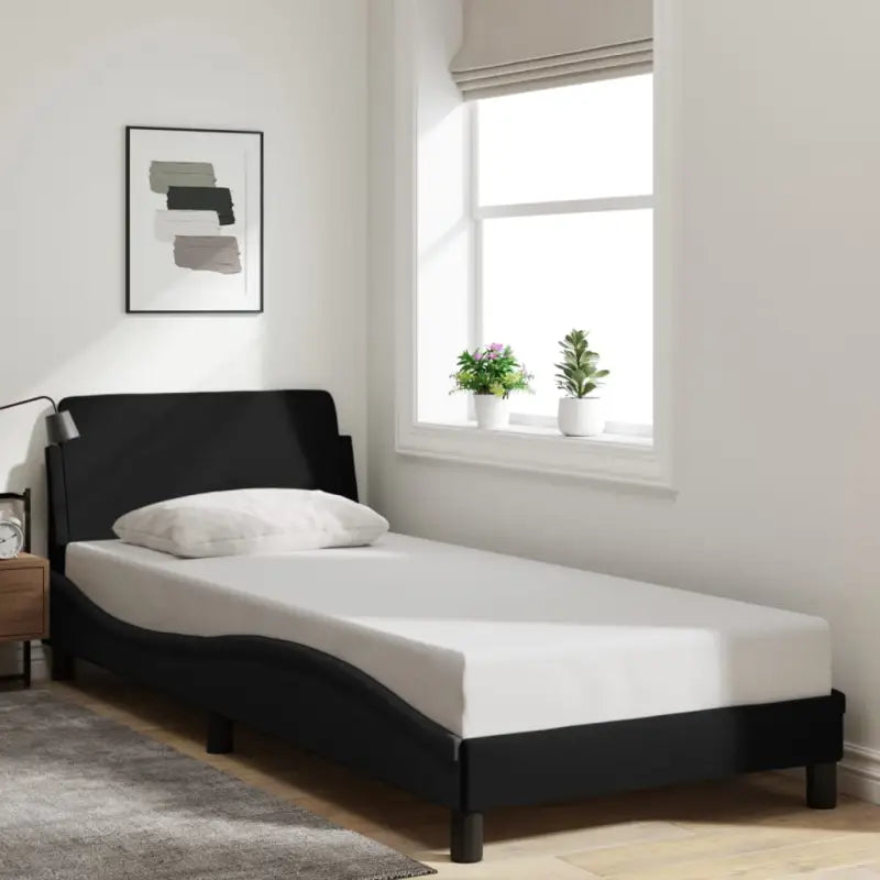 Bedframe met hoofdeinde en multiplex lattenbodem voor goede nachtrust - Zwart / 90 x 190 cm - Bedden & bedframes