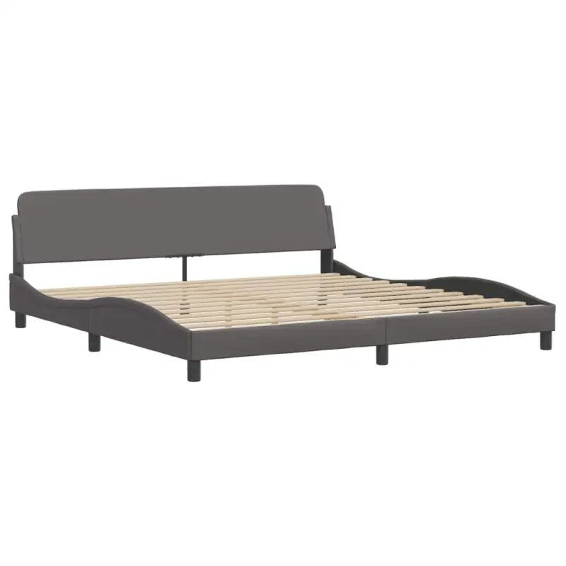 Bedframe met hoofdeinde in grijs materiaal en multiplex lattenbodem - Bedden & bedframes