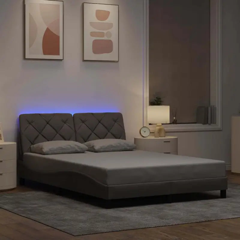 Bedframe met LED-verlichting en ademend vermogen in zwart materiaal - Taupe / 120 x 200 cm - Bedden & bedframes