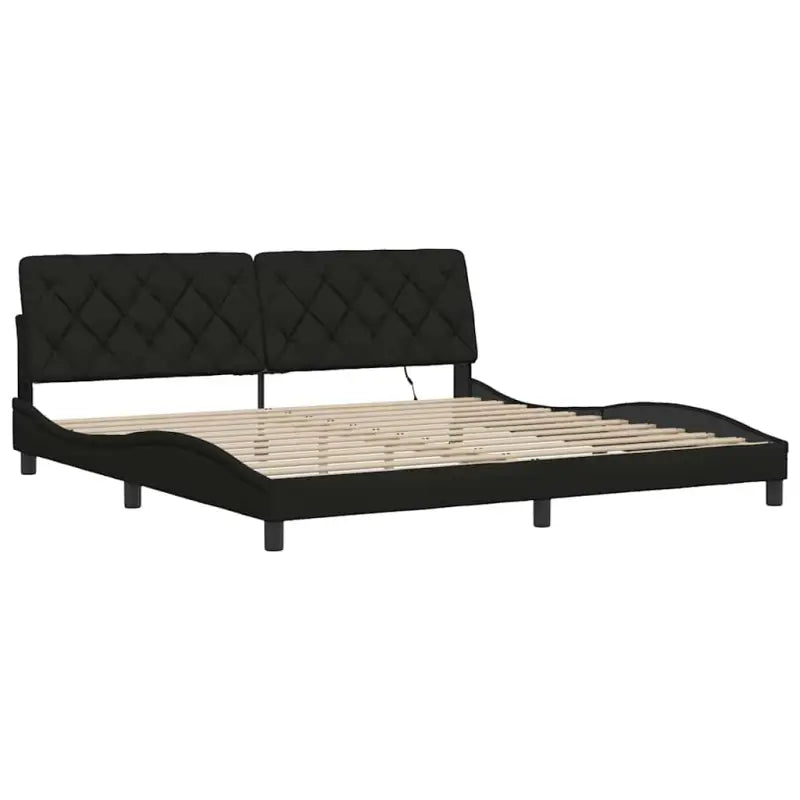 Bedframe met LED-verlichting en ademend vermogen in zwart materiaal - Bedden & bedframes
