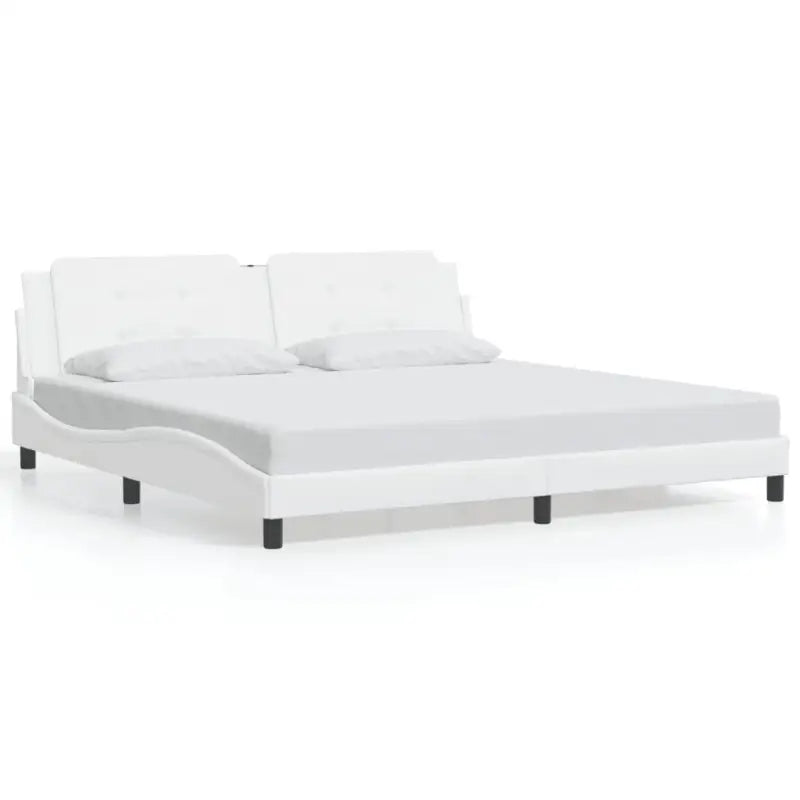 Bedframe met LED-verlichting en multiplex lattenbodem in wit materiaal - Bedden & bedframes