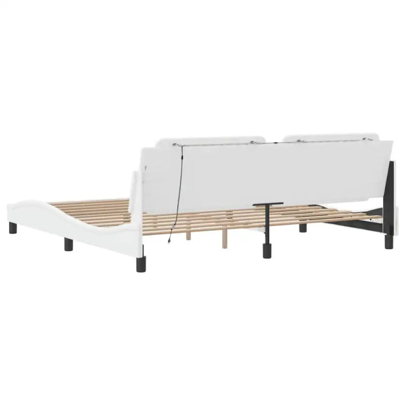 Bedframe met LED-verlichting en multiplex lattenbodem in wit materiaal - Bedden & bedframes