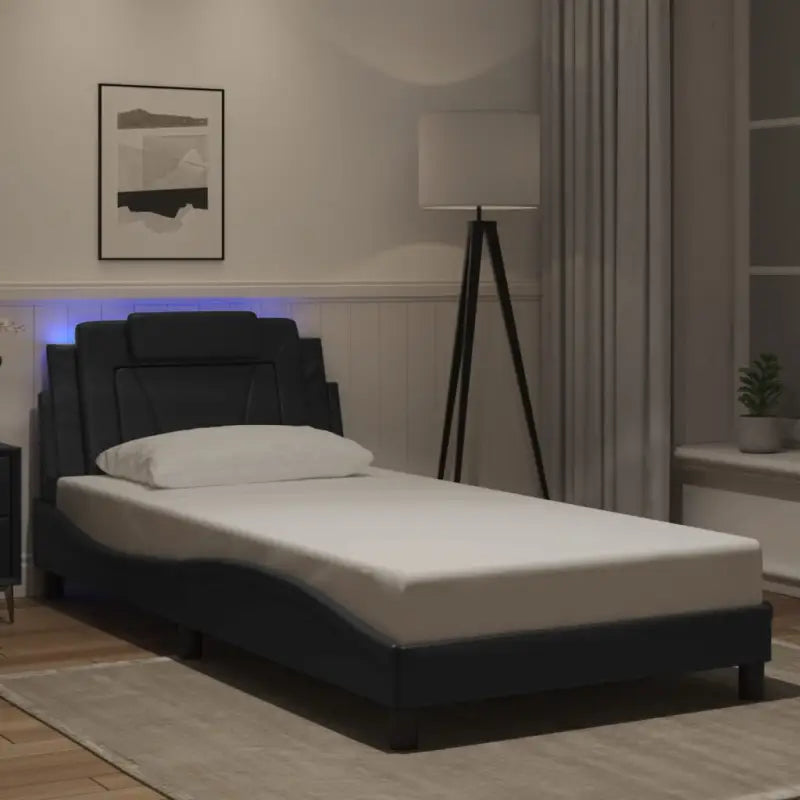 Bedframe met LED-verlichting en multiplex lattenbodem voor comfort - Zwart / 100 x 200 cm - Bedden & bedframes