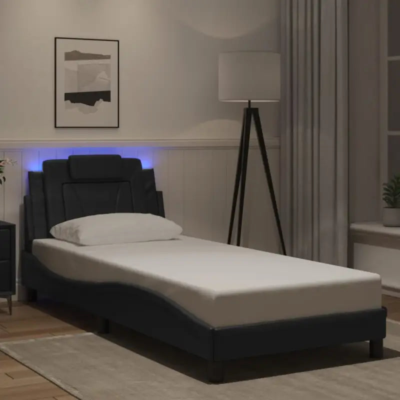 Bedframe met LED-verlichting en multiplex lattenbodem voor comfort - Zwart / 80 x 200 cm - Bedden & bedframes