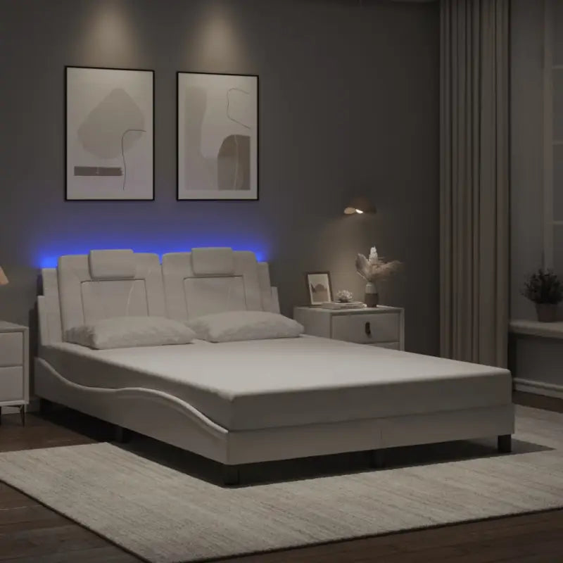 Bedframe met LED-verlichting en multiplex lattenbodem voor comfort - Wit / 120 x 200 cm - Bedden & bedframes