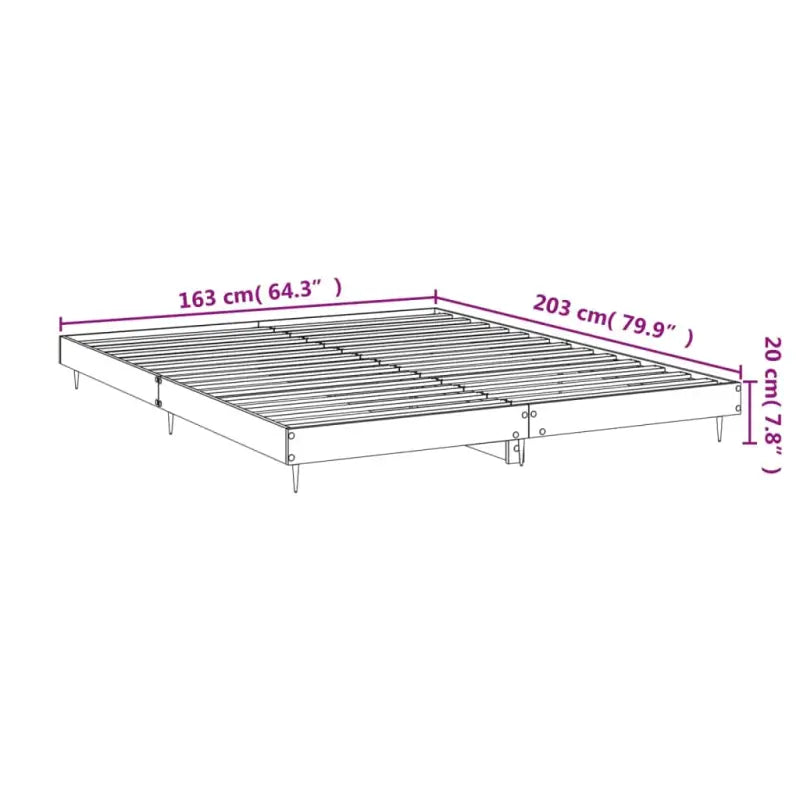 Bedframe met metalen poten en multiplex lattenbodem van bewerkt hout - Bedden & bedframes