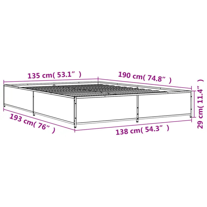 Bedframe met metalen poten en multiplex lattenbodem van bewerkt hout - Bedden & bedframes