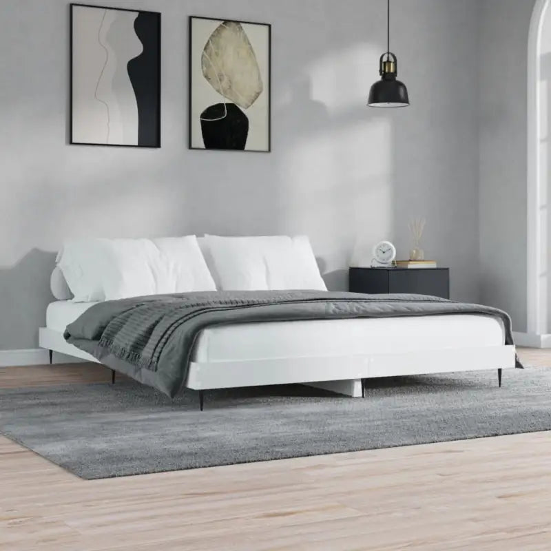Bedframe met metalen poten en multiplex lattenbodem voor goede nachtrust - Wit / 160 x 200 cm - Bedden & bedframes
