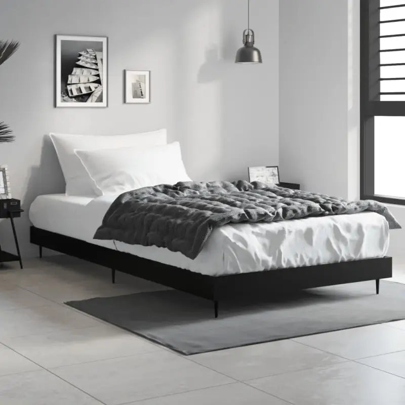 Bedframe met metalen poten en multiplex lattenbodem voor goede nachtrust - Zwart / 90 x 200 cm - Bedden & bedframes