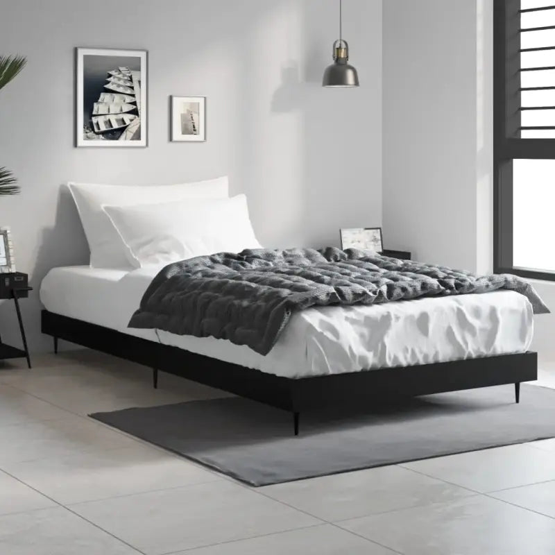Bedframe met metalen poten en multiplex lattenbodem voor goede nachtrust - Zwart / 90 x 190 cm - Bedden & bedframes