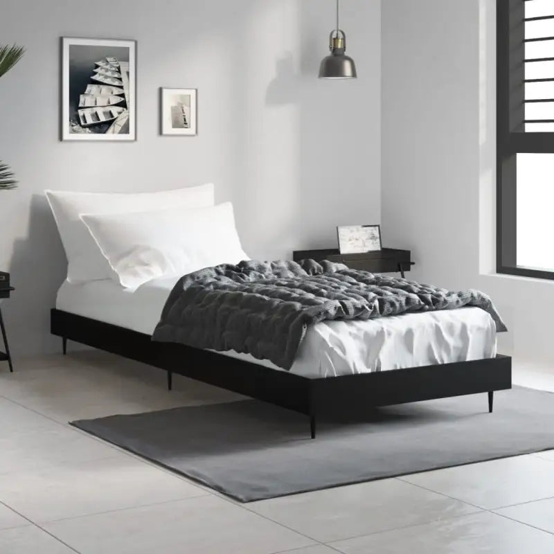 Bedframe met metalen poten en multiplex lattenbodem voor goede nachtrust - Zwart / 75 x 190 cm - Bedden & bedframes