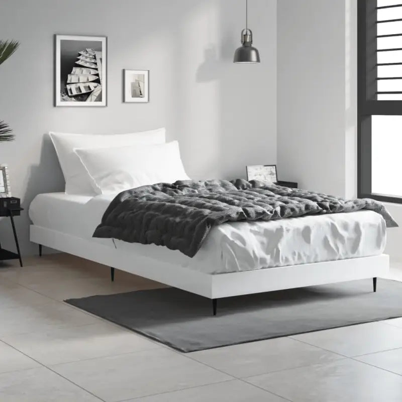 Bedframe met metalen poten en multiplex lattenbodem voor goede nachtrust - Wit / 90 x 200 cm - Bedden & bedframes