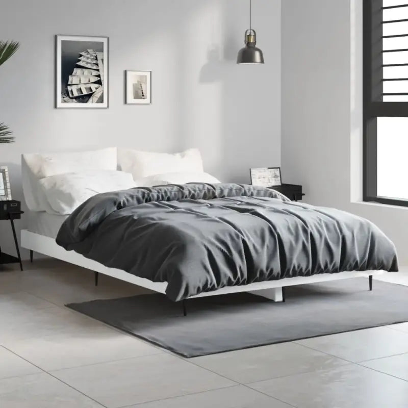 Bedframe met metalen poten en multiplex lattenbodem voor goede nachtrust - Wit / 120 x 190 cm - Bedden & bedframes