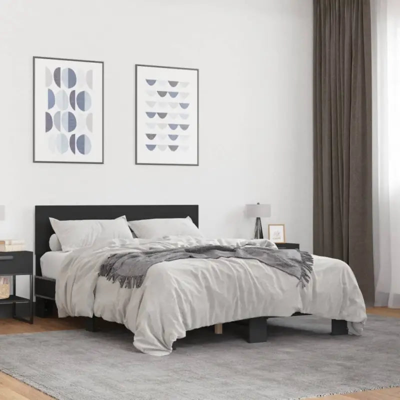 Bedframe met multiplex lattenbodem en bewerkt hout voor een goede nachtrust - Zwart / 120 x 190 cm - Bedden & bedframes