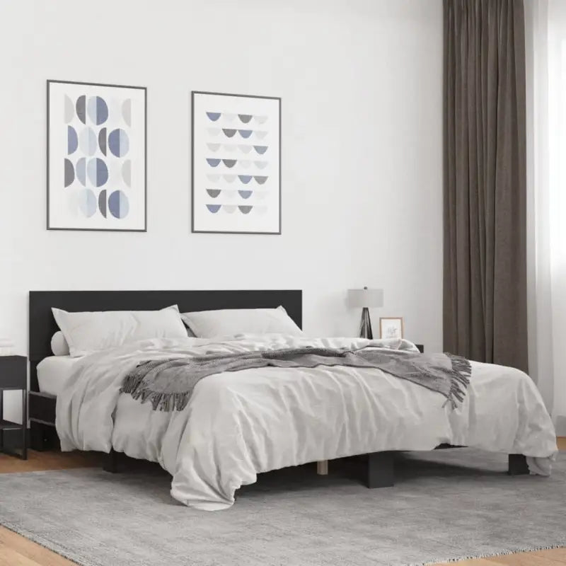 Bedframe met multiplex lattenbodem en bewerkt hout voor een goede nachtrust - Zwart / 150 x 200 cm - Bedden & bedframes