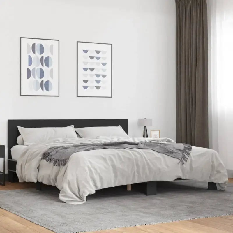 Bedframe met multiplex lattenbodem en bewerkt hout voor een goede nachtrust - Zwart / 180 x 200 cm - Bedden & bedframes