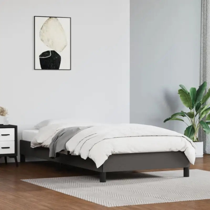 Bedframe met multiplex lattenbodem en duurzaam kunstleer - Grijs / 90 x 190 cm / 25 cm - Bedden & bedframes