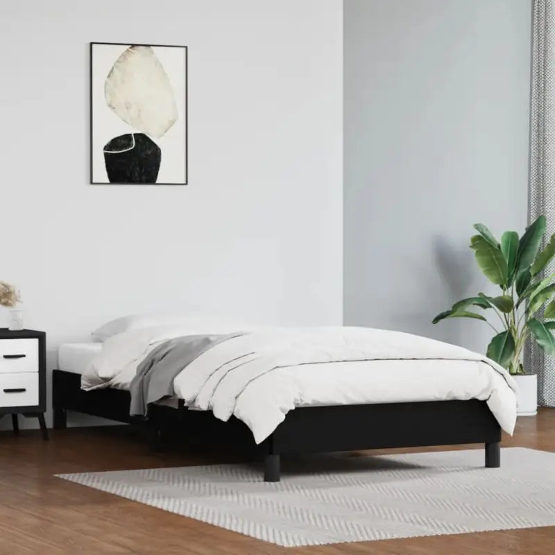 Bedframe met multiplex lattenbodem en duurzaam kunstleer - Zwart / 100 x 200 cm / 25 cm - Bedden & bedframes
