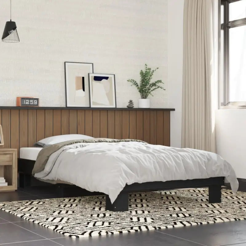 Bedframe met multiplex lattenbodem van bewerkt hout voor stevige slaap - Zwart / 75 x 190 cm - Bedden & bedframes
