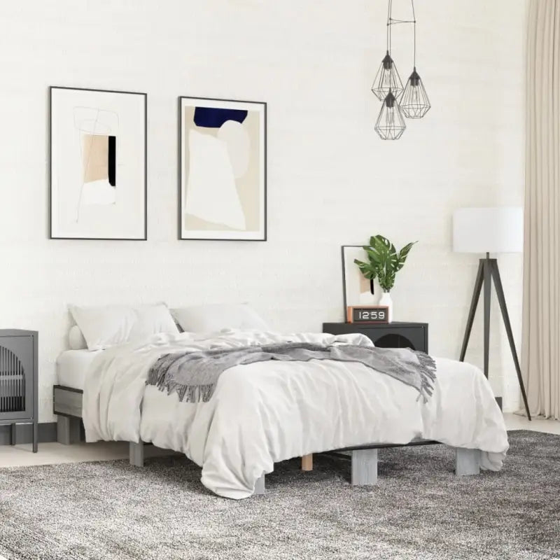 Bedframe met multiplex lattenbodem van bewerkt hout voor stevige slaap - Grijs sonoma / 120 x 190 cm - Bedden &