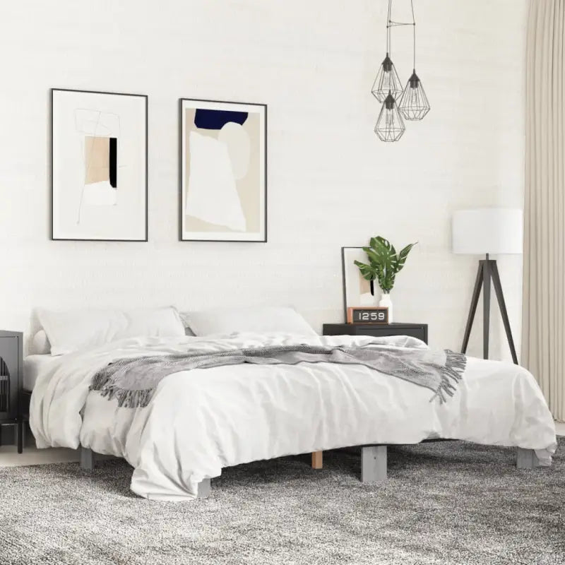 Bedframe met multiplex lattenbodem van bewerkt hout voor stevige slaap - Grijs sonoma / 200 x 200 cm - Bedden &