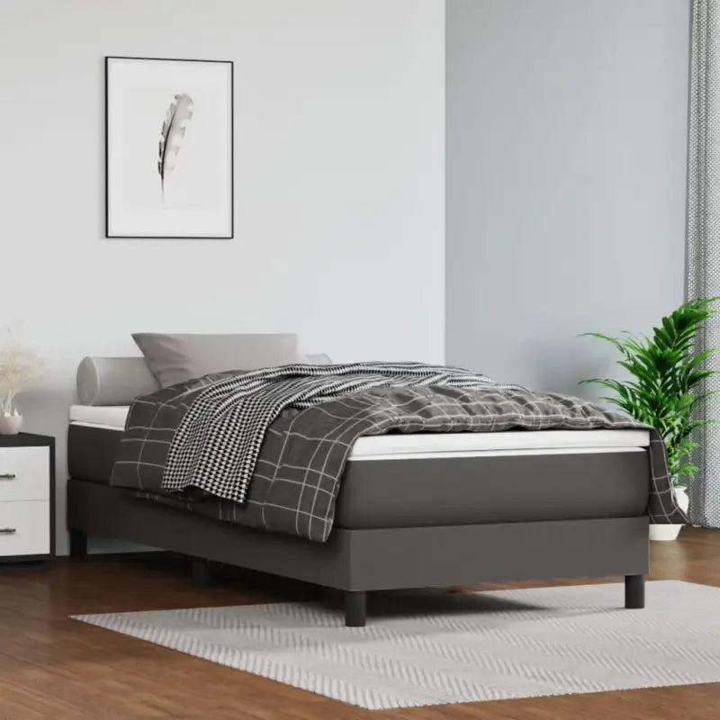 Bedframe met multiplex lattenbodem voor een comfortabele slaapervaring - Grijs / 90 x 190 cm / 25 cm - Bedden &