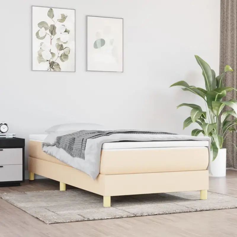 Bedframe met multiplex lattenbodem voor een comfortabele nachtrust - Crème / 90 x 190 cm / 25 cm - Bedden & bedframes