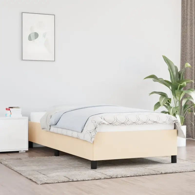 Bedframe met multiplex lattenbodem voor een stevige ademende slaapplaats - Crème / 90 x 190 cm / 35 cm - Bedden &