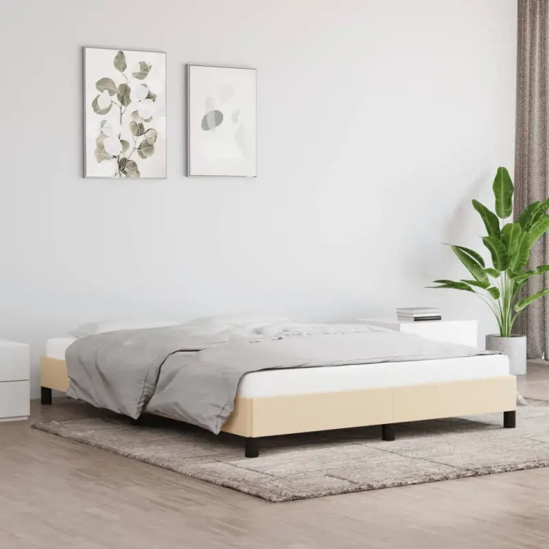 Bedframe met multiplex lattenbodem voor een stevige ademende slaapplaats - Crème / 140 x 200 cm / 25 cm - Bedden &