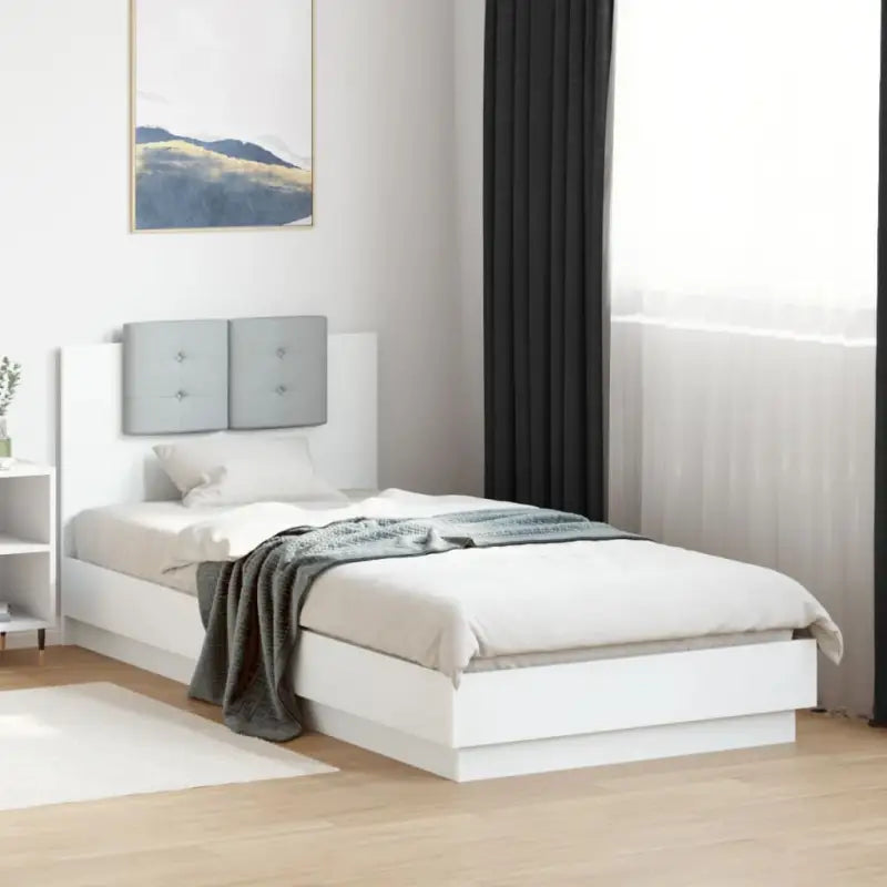 Bedframe met rgb led-verlichting en hoofdeinde voor een stijlvolle slaapkamer - Wit / 100 x 200 cm - Bedden & bedframes