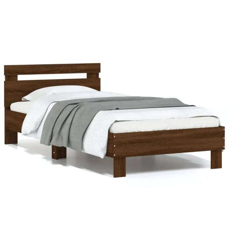 Bedframe met rgb led-verlichting voor een gezellige slaapkamer sfeer - bruin eikenkleur / 75 x 190 cm - Bedden &