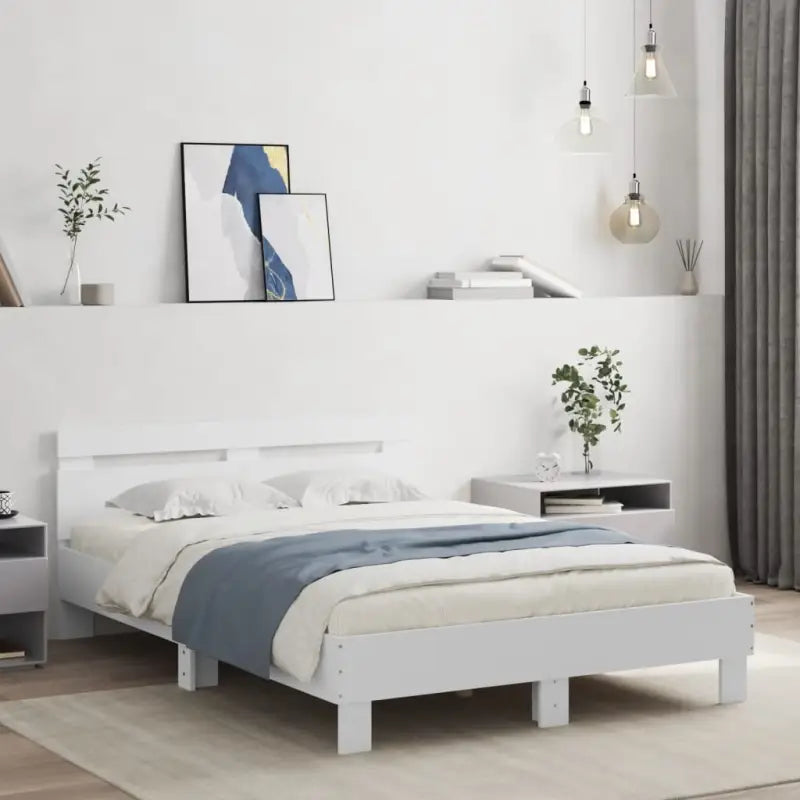 Bedframe met rgb led-verlichting voor een gezellige slaapkamer sfeer - Wit / 135 x 190 cm - Bedden & bedframes