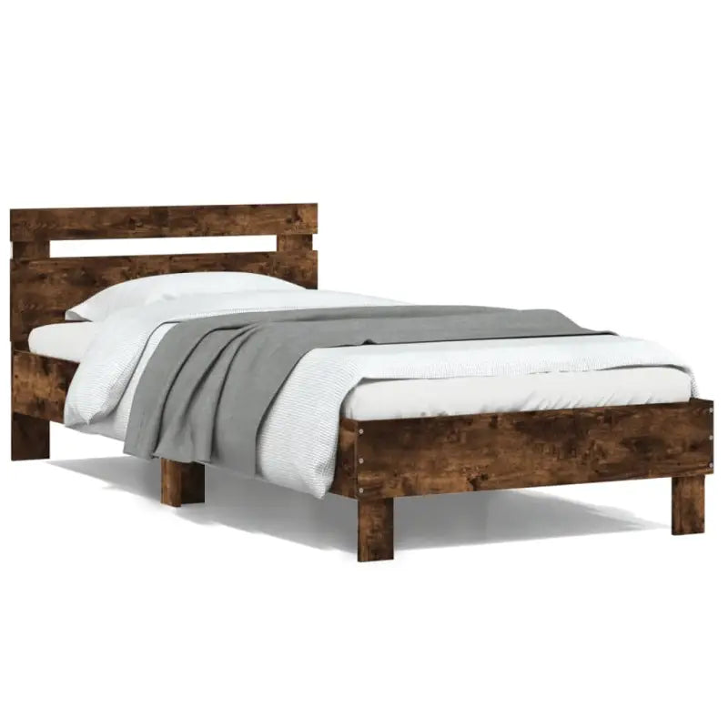 Bedframe met rgb led-verlichting voor een gezellige slaapkamer sfeer - Gerookt eiken / 100 x 200 cm - Bedden & bedframes