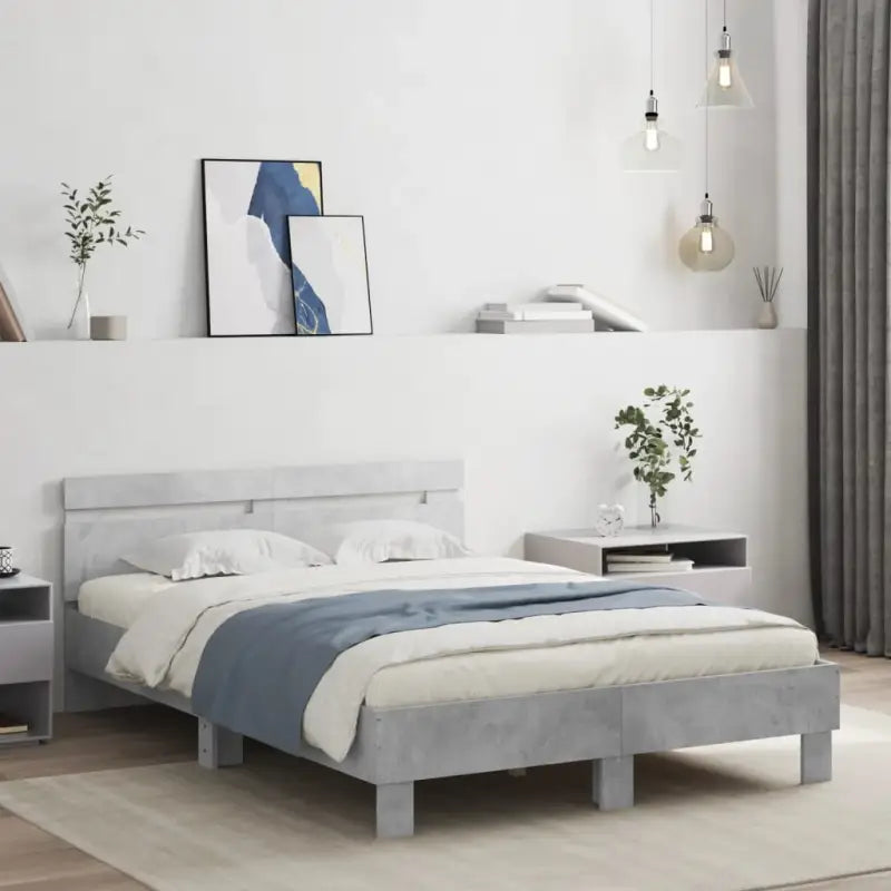 Bedframe met rgb led-verlichting voor een gezellige slaapkamer sfeer - Betongrijs / 120 x 190 cm - Bedden & bedframes