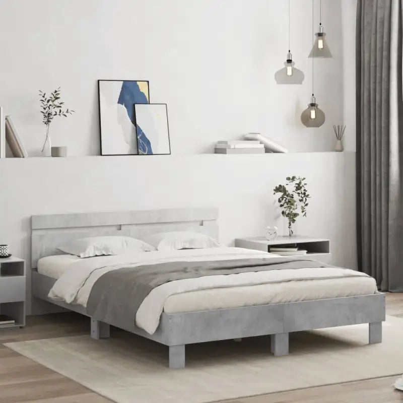 Bedframe met rgb led-verlichting voor een gezellige slaapkamer sfeer - Betongrijs / 140 x 190 cm - Bedden & bedframes