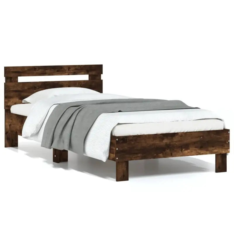 Bedframe met rgb led-verlichting voor een gezellige slaapkamer sfeer - Gerookt eiken / 75 x 190 cm - Bedden & bedframes