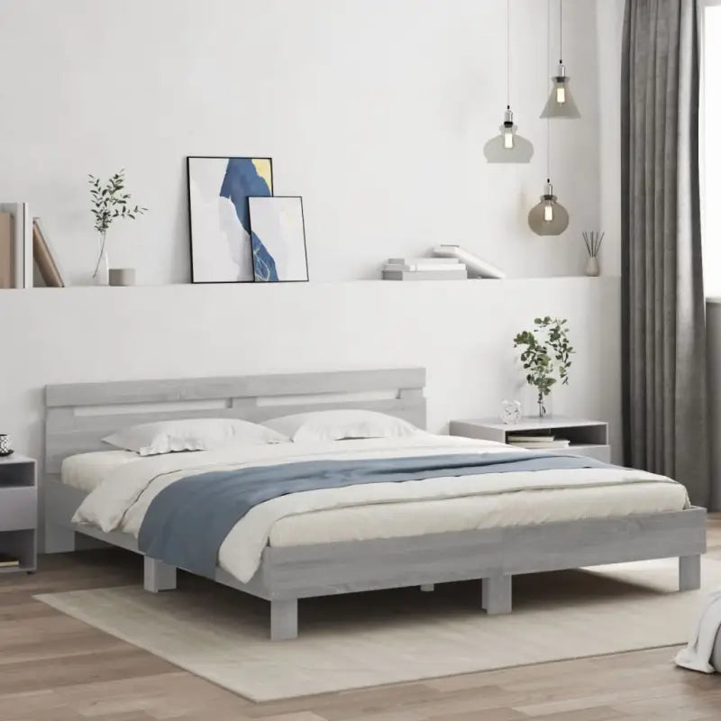 Bedframe met rgb led-verlichting voor een gezellige slaapkamer sfeer - Grijs sonoma / 200 x 200 cm - Bedden & bedframes