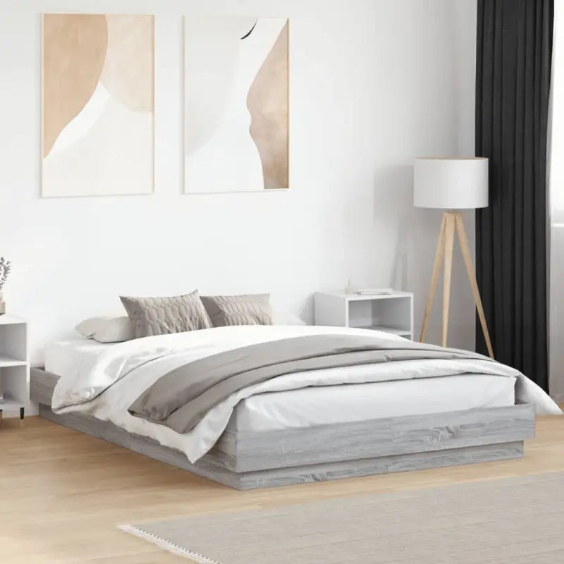 Bedframe met rgb led-verlichting voor een stijlvolle slaapkamer sfeer - Grijs sonoma / 160 x 200 cm - Bedden & bedframes
