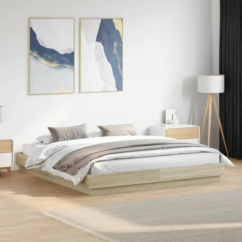 Bedframe met rgb led-verlichting voor een stijlvolle slaapkamer sfeer - Sonoma eiken / 200 x 200 cm - Bedden & bedframes