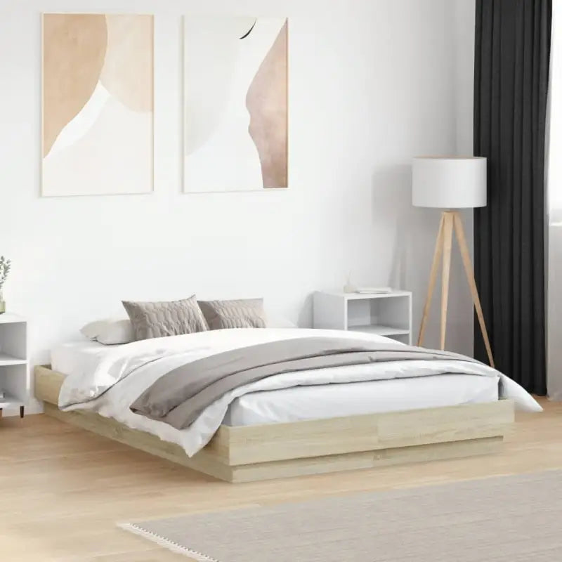Bedframe met rgb led-verlichting voor een stijlvolle slaapkamer sfeer - Sonoma eiken / 120 x 190 cm - Bedden & bedframes