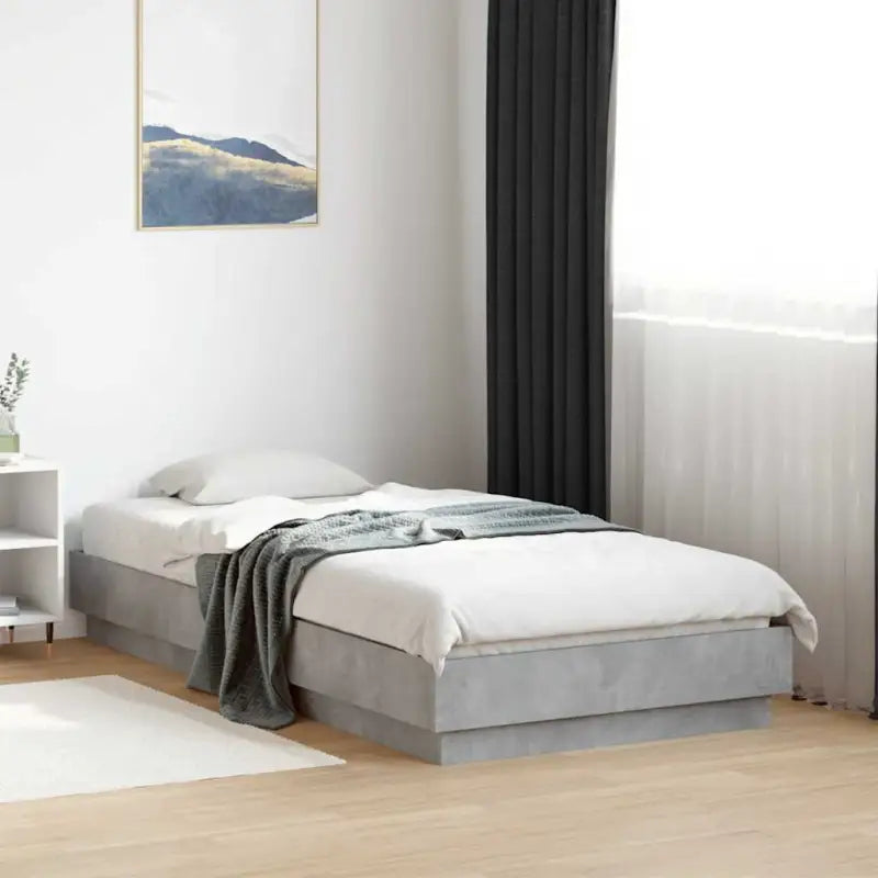 Bedframe van bewerkt hout in grijs sonoma voor een stabiele slaapkamer - Betongrijs / 90 x 190 cm - Bedden & bedframes